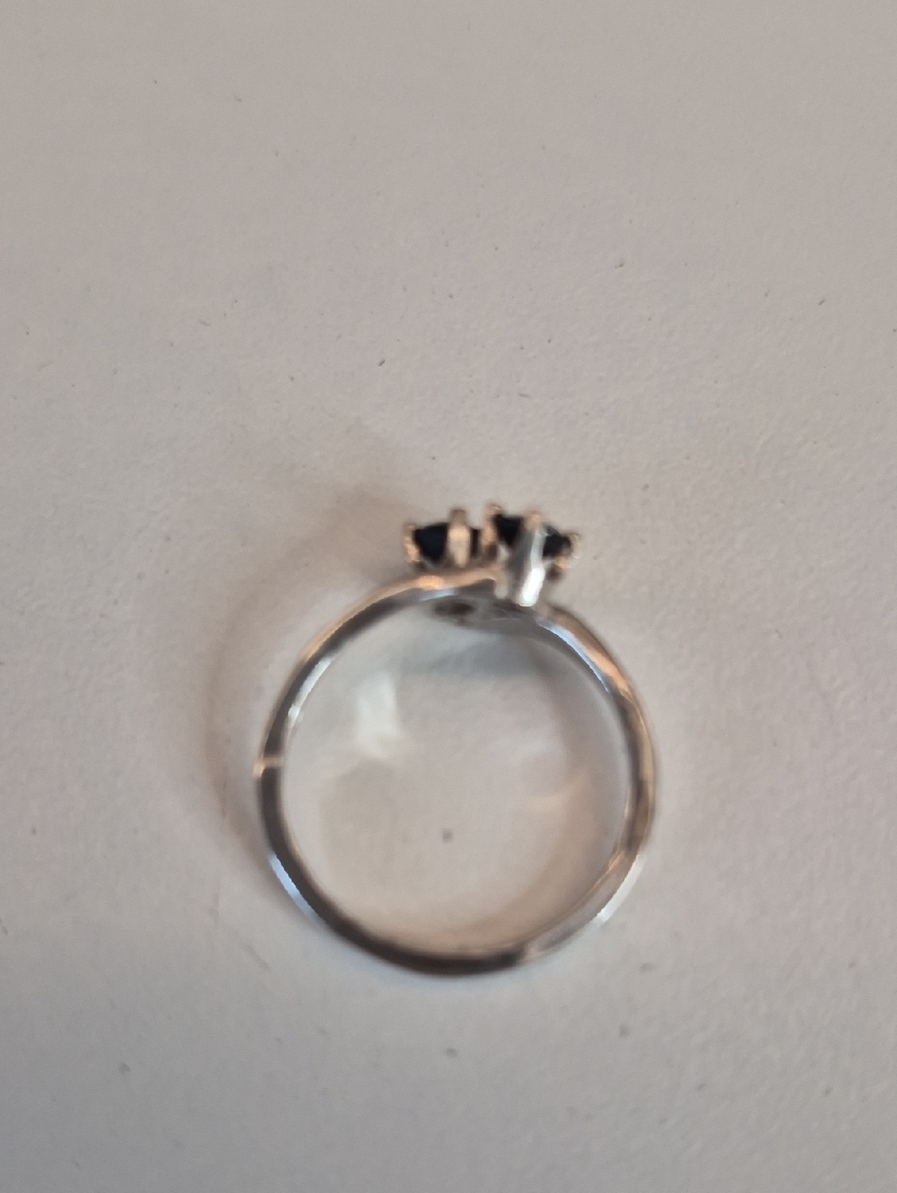 Sterling Silver and Double Navy Blue Round Bypass Accent Stones - Picture 5 of 6
